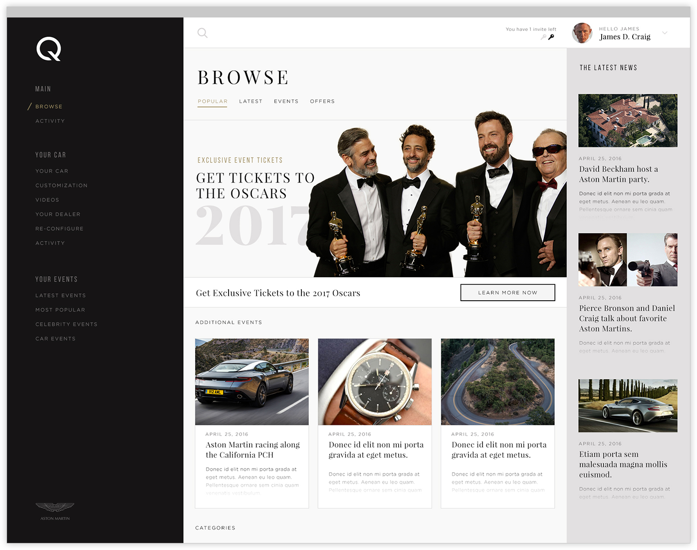 Aston Martin Homepage