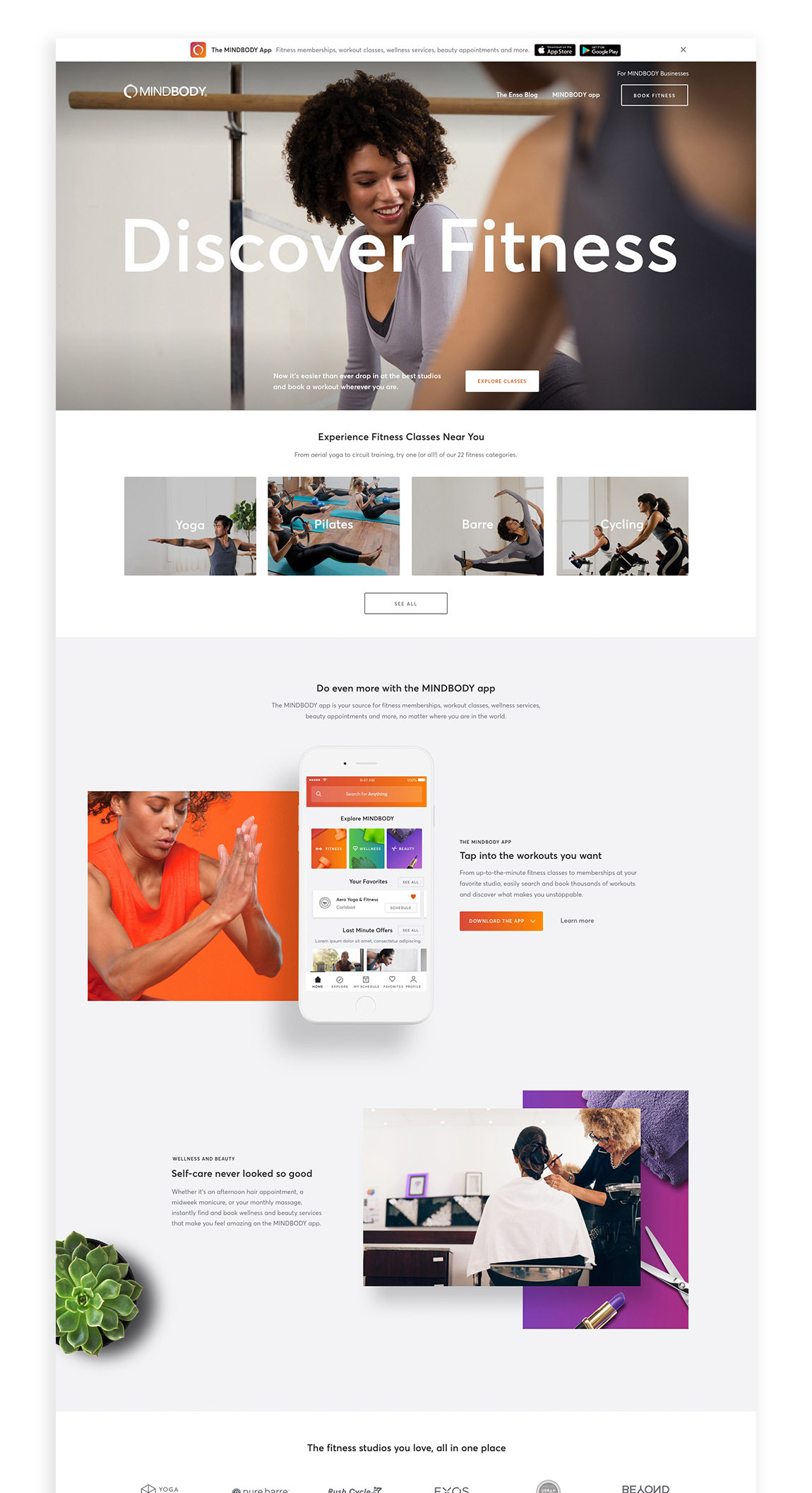 MINDBODY homepage